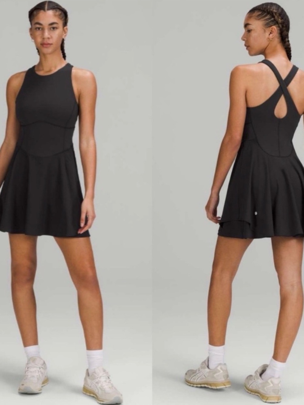 Lululemon Court Crush Tennis Dress in Black with Built In Shorts Size 2